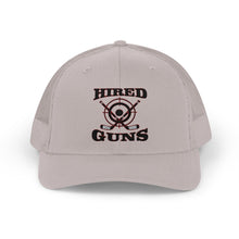 Cotton Snapback Trucker Cap - Hired Guns (black/red logo)