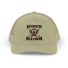 Cotton Snapback Trucker Cap - Hired Guns (black/red logo)