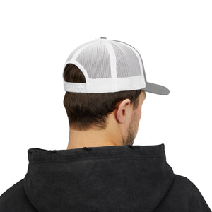Cotton Snapback Trucker Cap - Hired Guns (black/red logo)