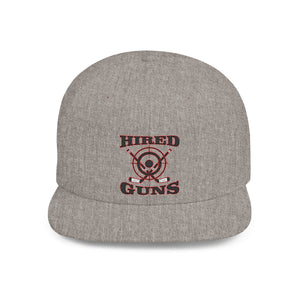 Flat Bill Snapback - Hired Guns (black/red logo)