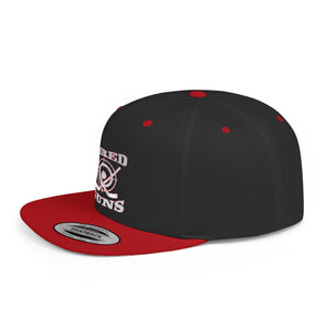 Flat Bill Snapback - Hired Guns (gray/red logo)