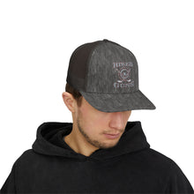 Cotton Snapback Trucker Cap - Hired Guns (gray/red logo)