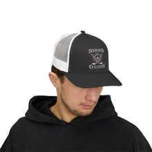 Cotton Snapback Trucker Cap - Hired Guns (gray/red logo)