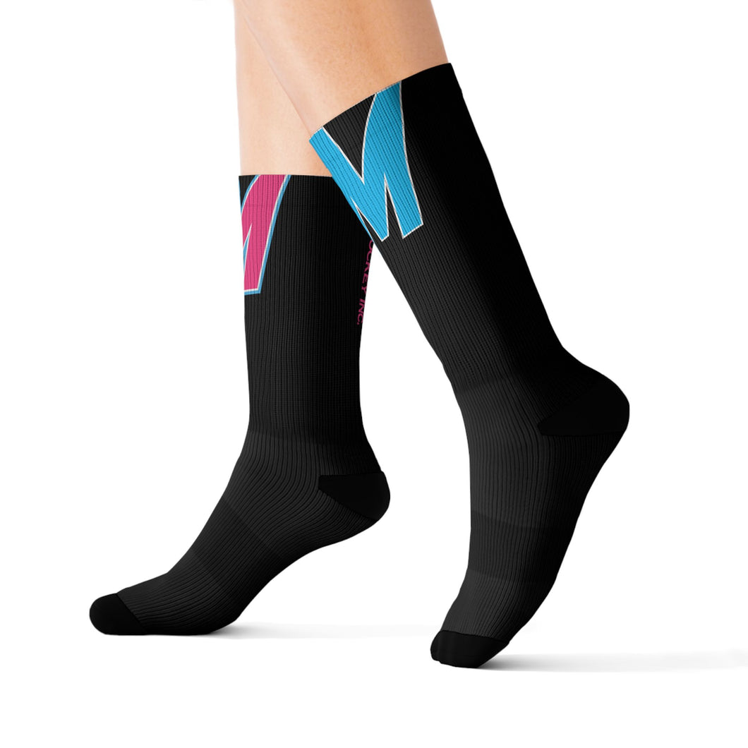 Menace Black Sublimation Crew Socks