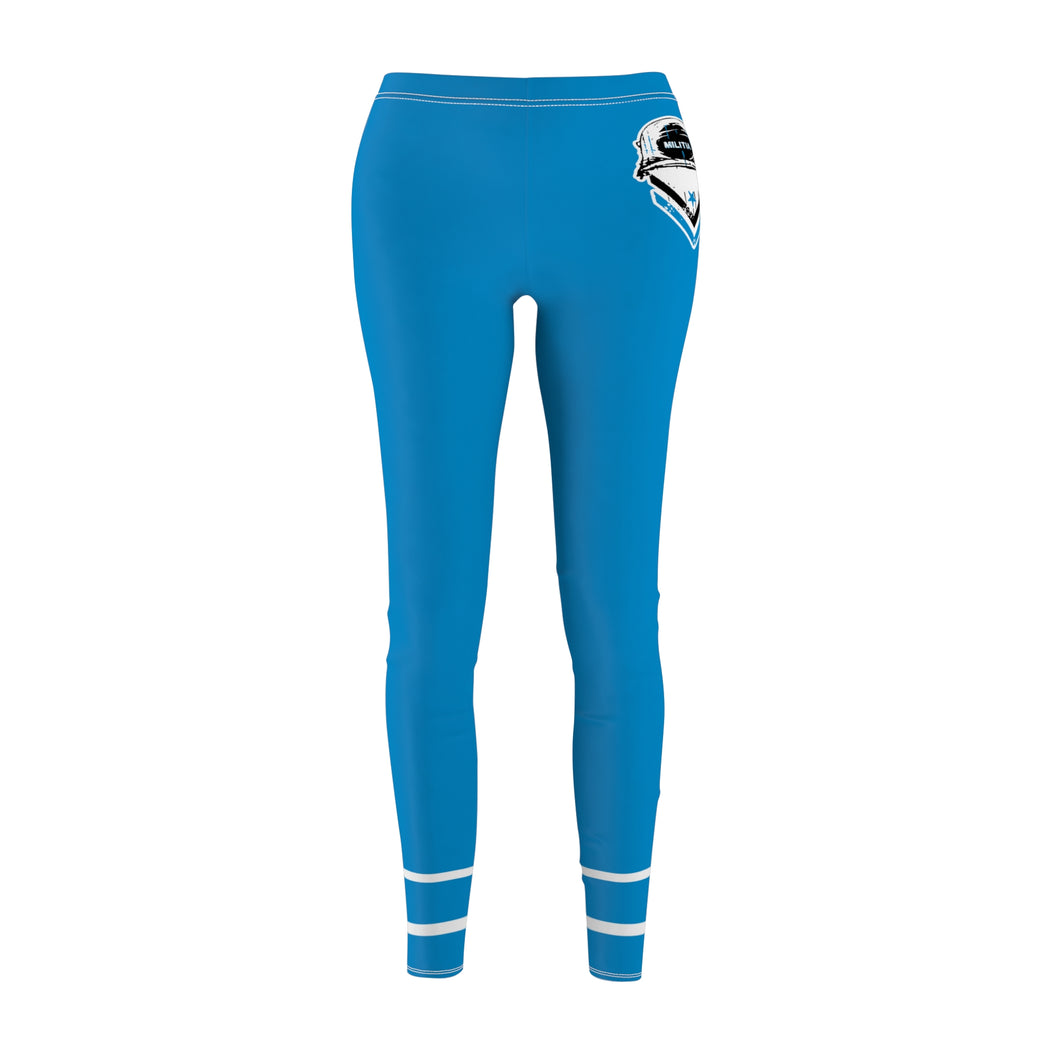 Women's Cut & Sew Casual Leggings (AOP) - Militia (blue)