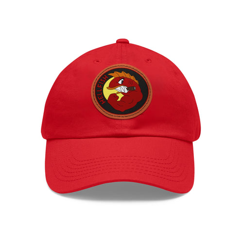 Dad Hat with Leather Patch (Round) - Hellfish