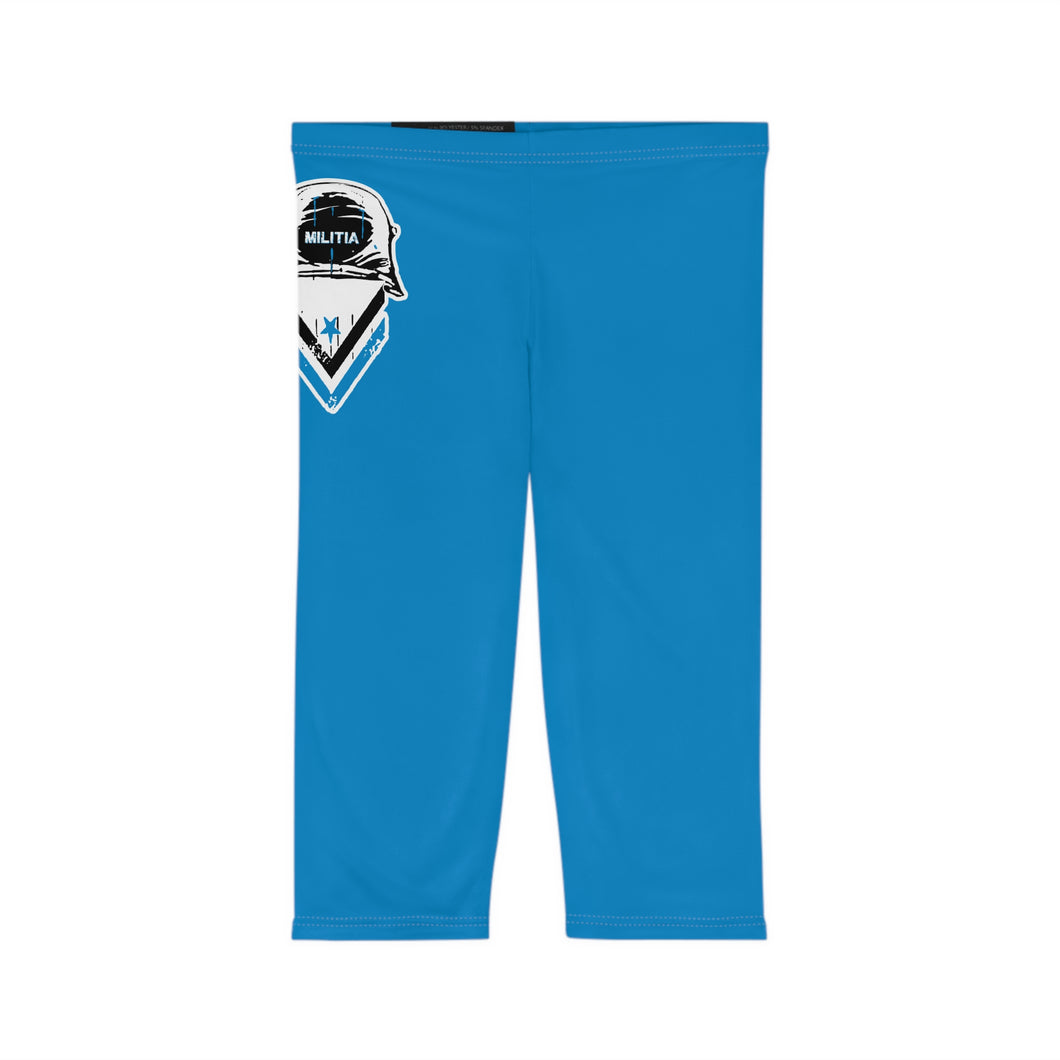 Women’s Capri Leggings (AOP) - Militia (blue)