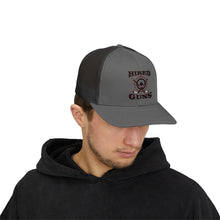 Cotton Snapback Trucker Cap - Hired Guns (black/red logo)