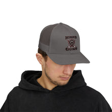 Cotton Snapback Trucker Cap - Hired Guns (black/red logo)