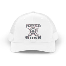 Cotton Snapback Trucker Cap - Hired Guns (gray/red logo)