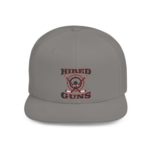 Flat Bill Snapback - Hired Guns (black/red logo)