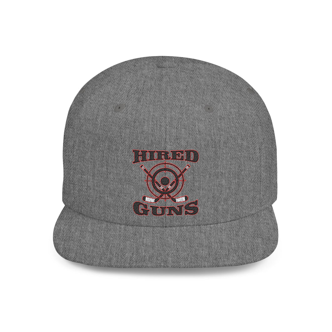Flat Bill Snapback - Hired Guns (black/red logo)
