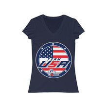 Women's Jersey Short Sleeve V-Neck Tee - USA 2 (7 colors available)