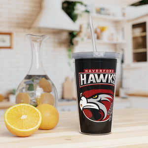 Plastic Tumbler with Straw haverford hawks