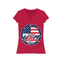 Women's Jersey Short Sleeve V-Neck Tee - USA 2 (7 colors available)