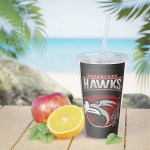 Plastic Tumbler with Straw haverford hawks