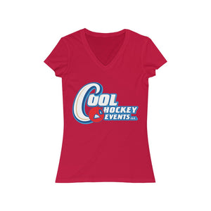 Women's Jersey Short Sleeve V-Neck Tee - Cool Hockey (7 colors available)
