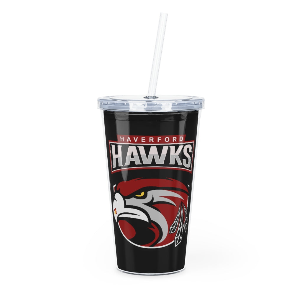 Plastic Tumbler with Straw haverford hawks