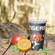 Plastic Tumbler with Straw Tigers